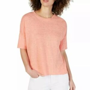 EILEEN FISHER 100% ORGANIC LINEN ITALIAN YARN Round Neck Tunic Top S19LKW MEDIUM